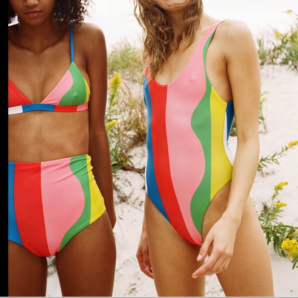 Mara Hoffman Bathing Suit High Waisted Bikini Beachball Print